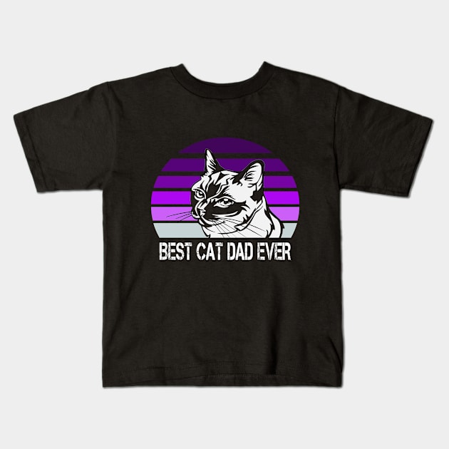 Vintage Best Cat Dad Ever Kids T-Shirt by karascom